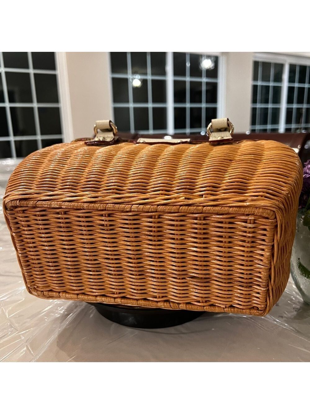 Vintage Kate Spade New York Wicker Basket Bag – Early 2000s Floral Lined - Picture 10 of 11